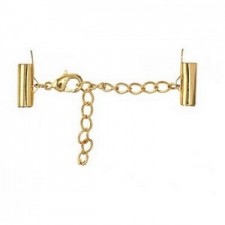 Slide end tubes with extention chain and clasp 12mm Gold